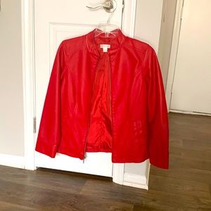 Christopher & Banks Red Leather Imitation Jacket